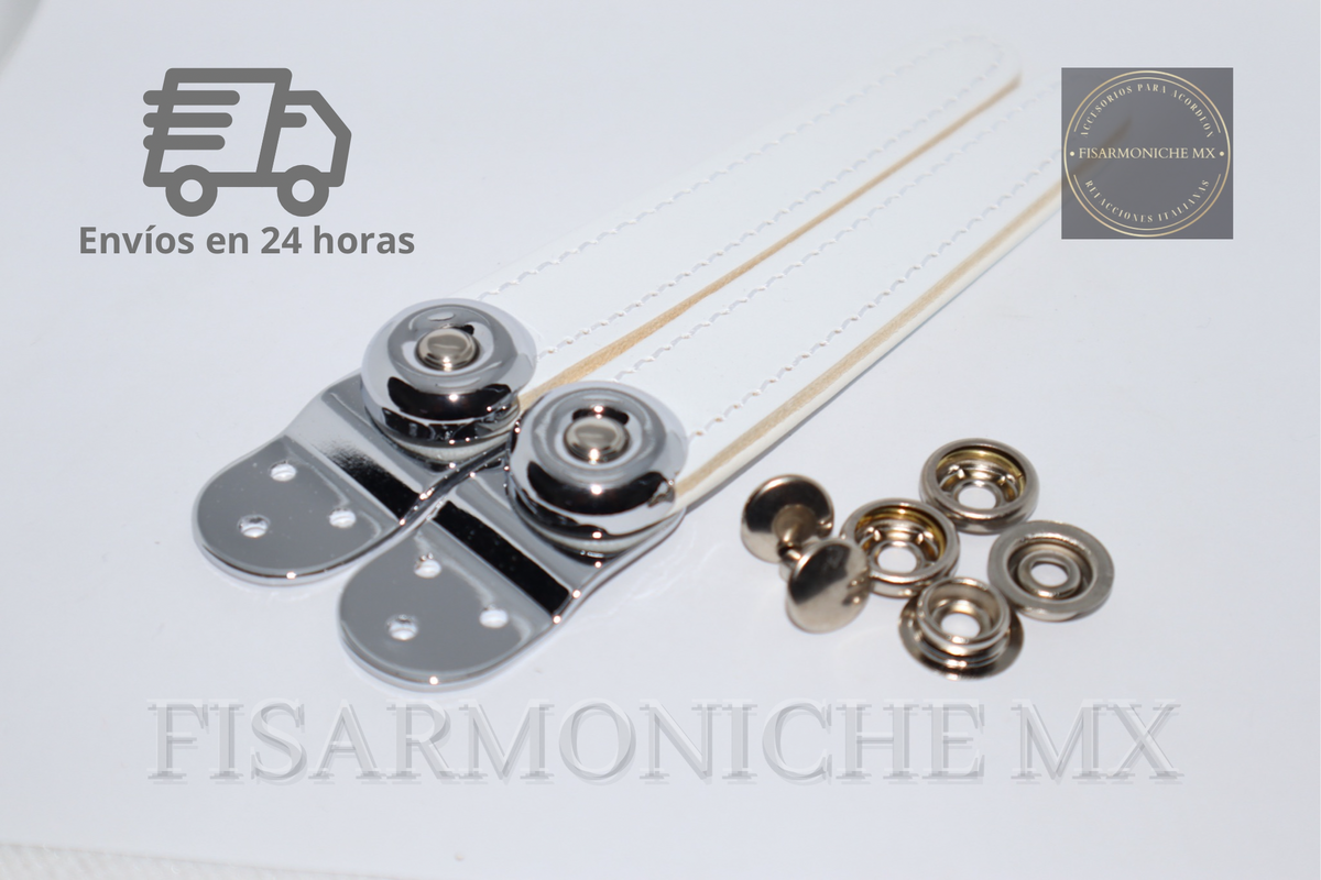 Broches de 3 puntos blanco/cromo